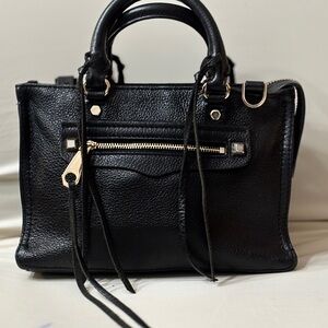 Rebecca Minkoff Black Regan Micro Satchel with Gold Hardware